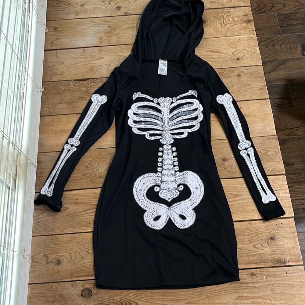 Adult hooded skeleton hoodie dress